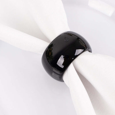 4 Pack Shiny Metallic Black Acrylic Napkin Rings