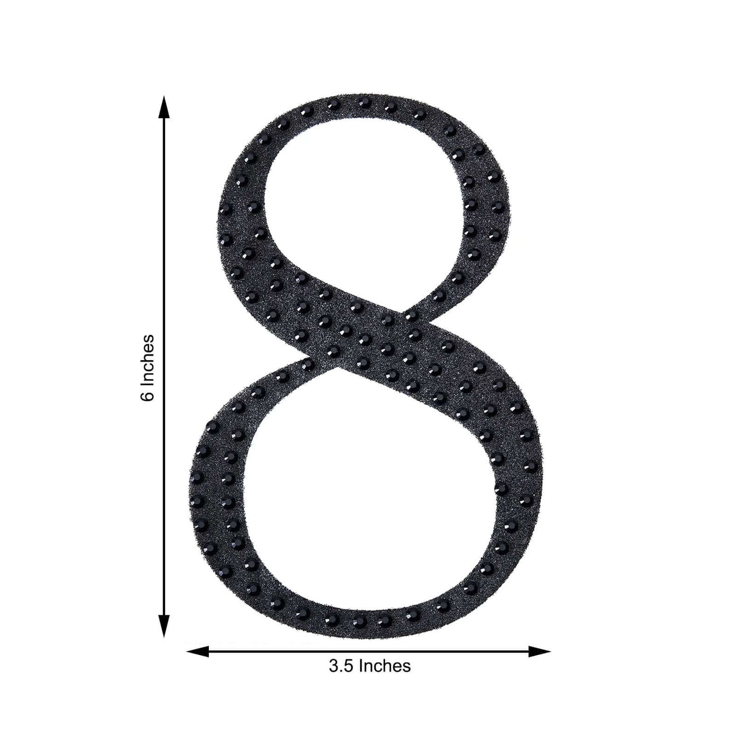 Decorative Rhinestone Number "8" Stickers, Glitter Adhesive Craft Numbers Black DIY Sparkle Embellishments 6"