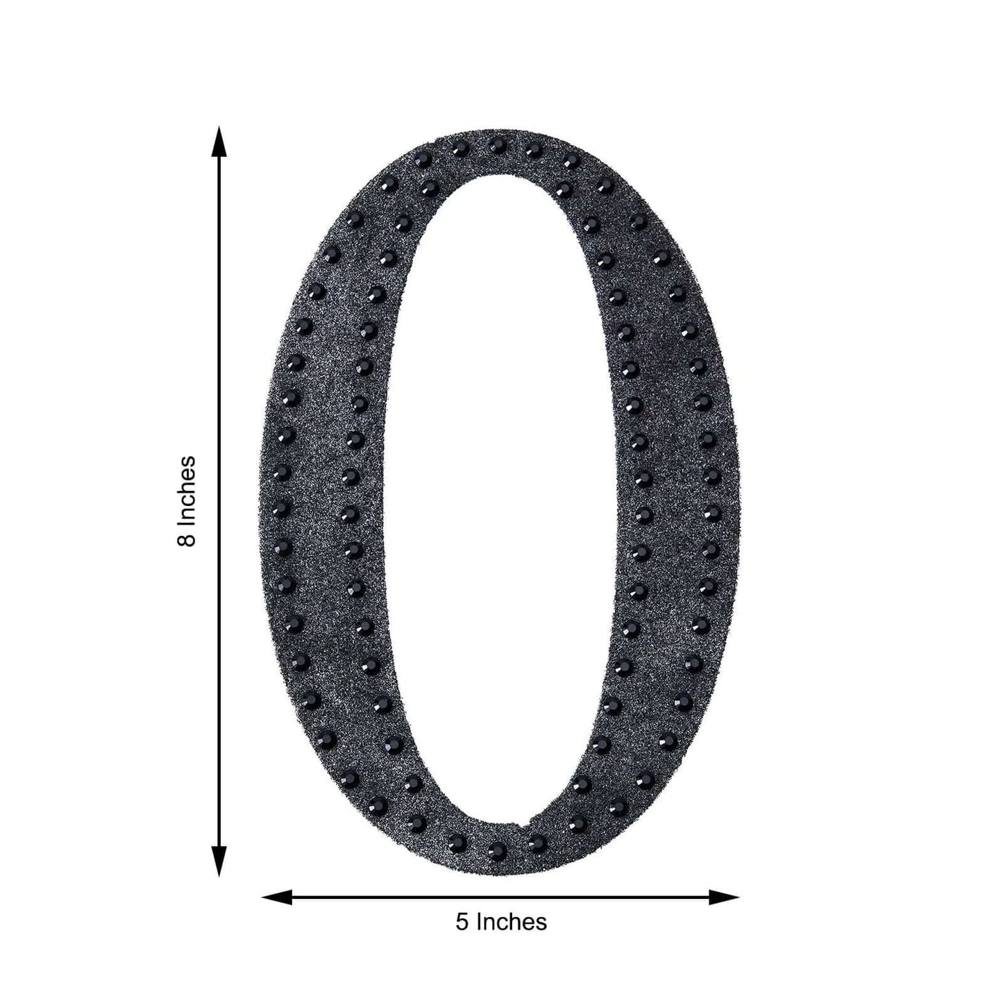 Decorative Rhinestone Alphabet "O" Letter Stickers, Glitter Adhesive Craft Letters Black DIY Sparkle Embellishments 8"