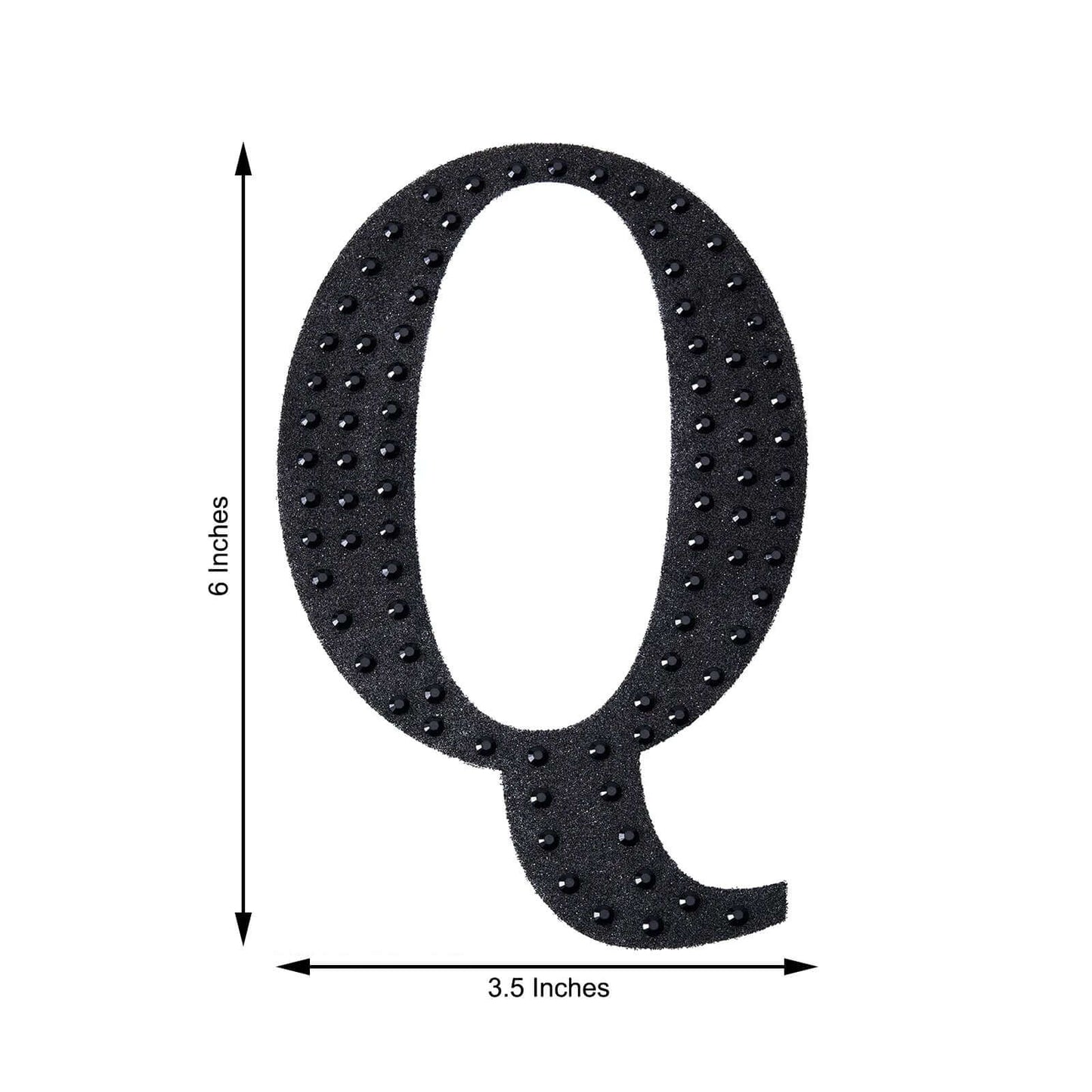 Decorative Rhinestone Alphabet "Q" Letter Stickers, Glitter Adhesive Craft Letters Black DIY Sparkle Embellishments 6"