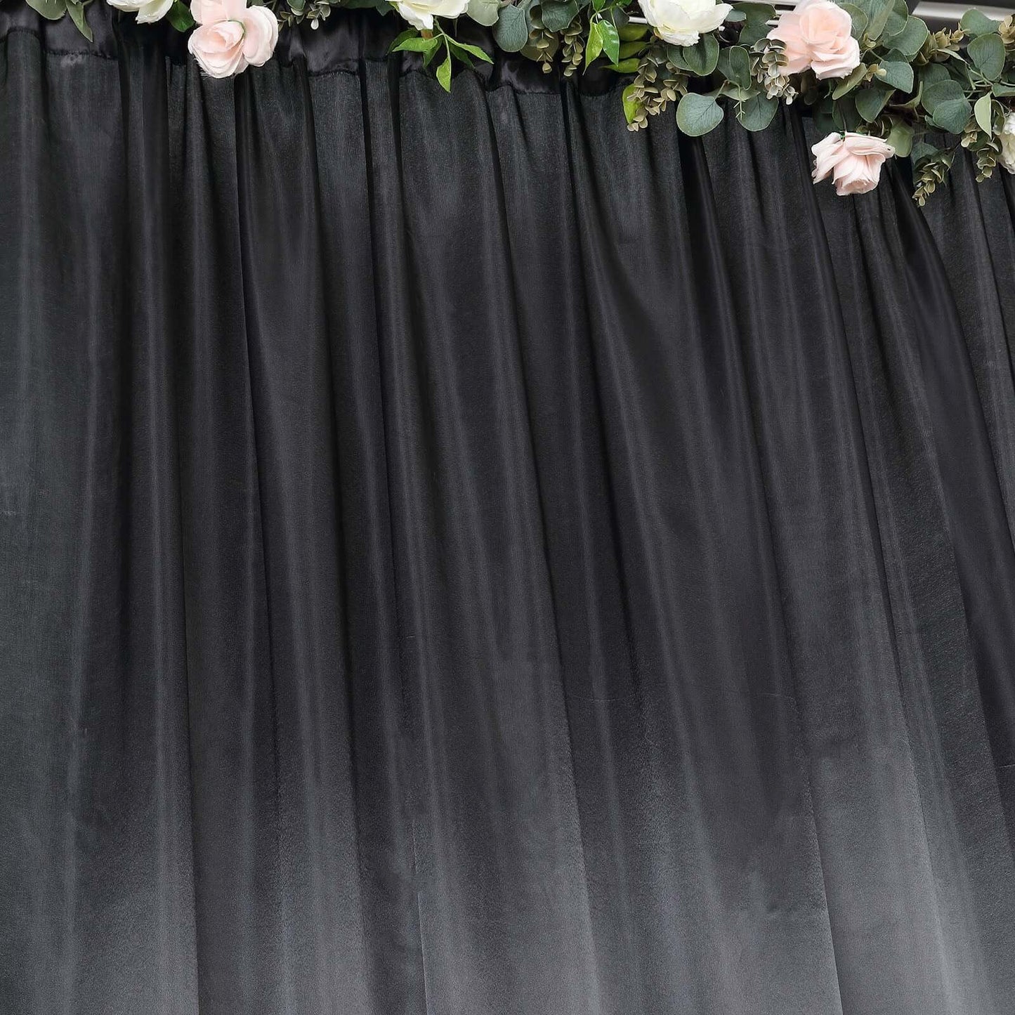8ftx10ft Black Satin Event Curtain Drapes, Backdrop Event Panel