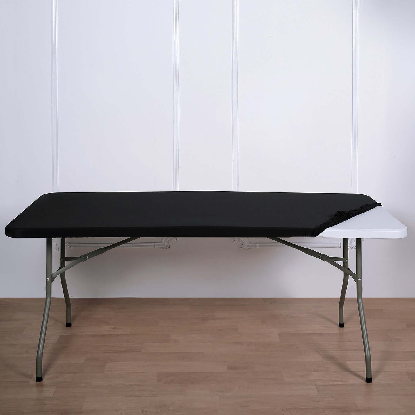 Stretch Spandex 72"x30" Rectangle Tablecloth Top Cover Black - Durable Fitted Table Topper Cap