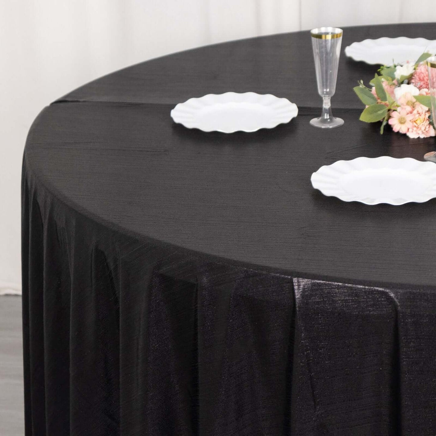 Sequin Dots Polyester Round 120" Tablecloth Shimmering Black - Wrinkle Free & Sparkling Table Cover