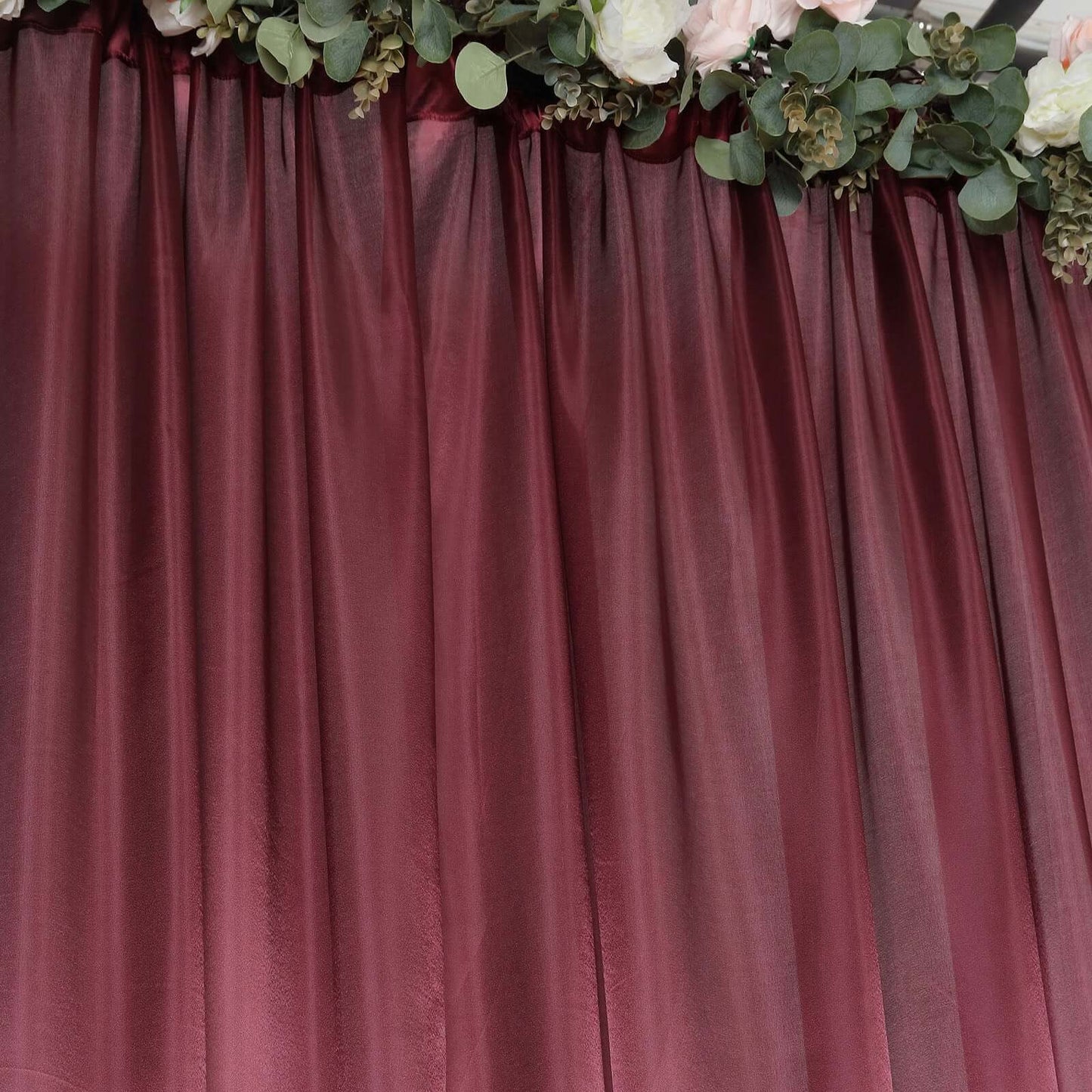 8ftx10ft Burgundy Satin Event Curtain Drapes, Backdrop Event Panel