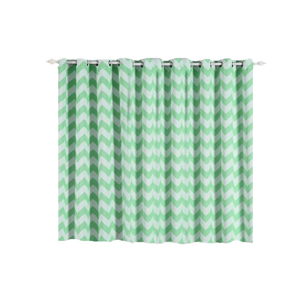 2 Pack White Mint Chevron Design Thermal Blackout Soundproof Curtains With Chrome Grommet Window Treatment Panels - 52"x64"