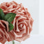 24 Roses 5" Dusty Rose Artificial Foam Flowers With Stem Wire and Leaves