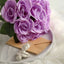 12" Lavender Lilac Artificial Velvet-Like Fabric Rose Flower Bouquet Bush