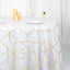 Polyester 120" Round Tablecloth White with Gold Foil Geometric Pattern Wrinkle-Resistant Modern Seamless Table Cover