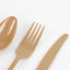 72 Pcs Plastic Silverware Set in Baroque Style Matte Gold - Heavy Duty Disposable Knife, Fork, and Spoon Set