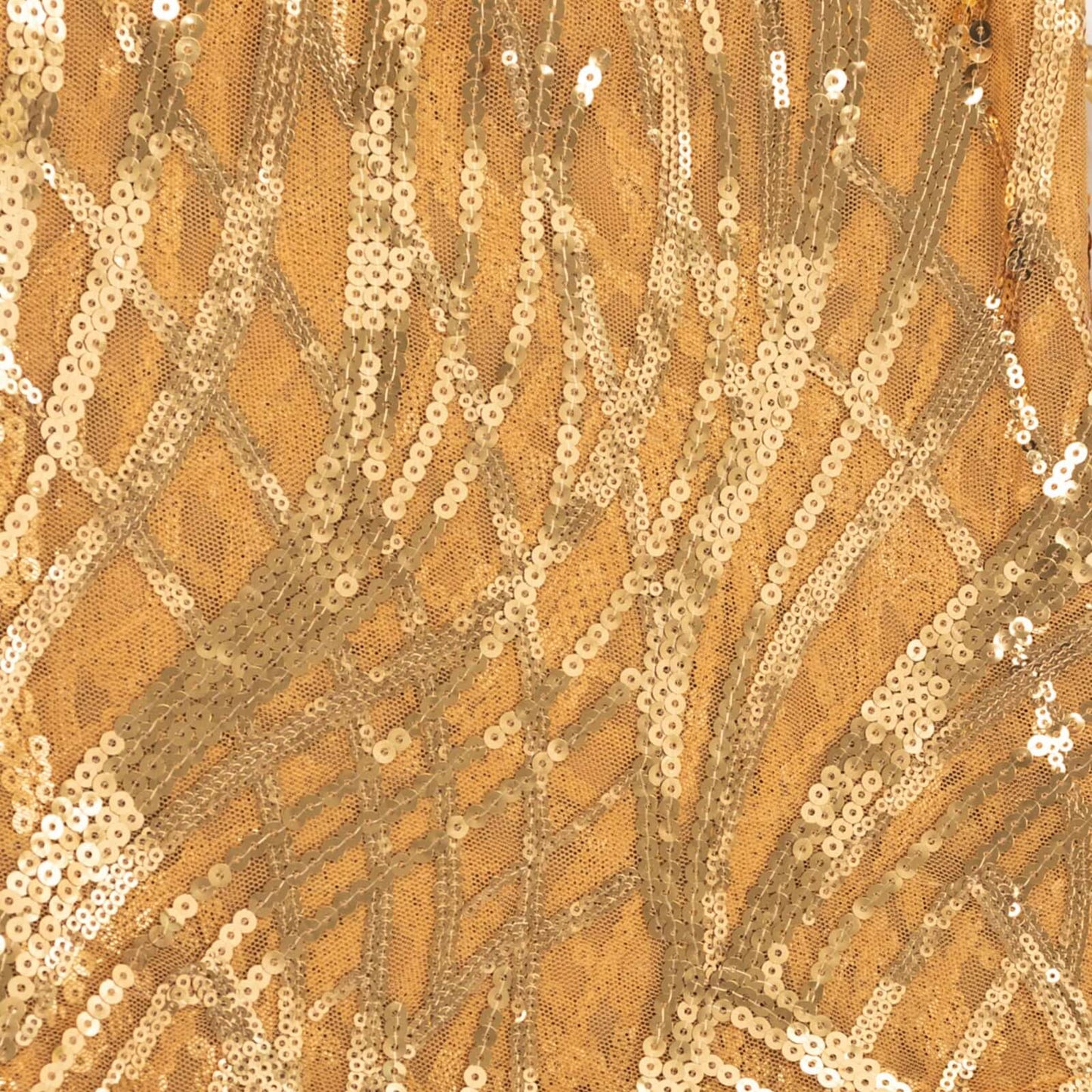 Sequin Mesh 20"x20" Napkin Gold - Wave Embroidered Reusable Cloth Napkin for Glitzy Table Settings