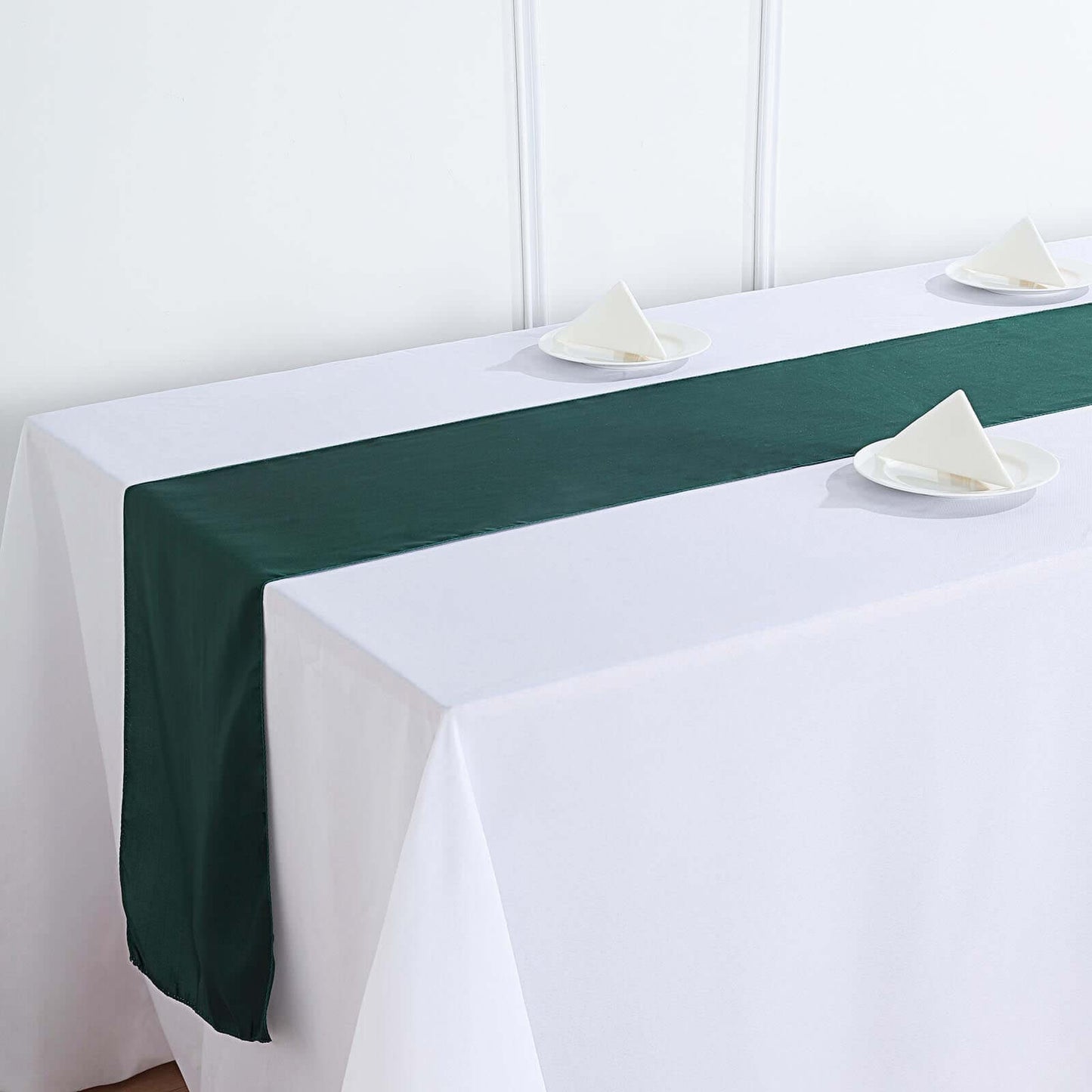 Satin 12"x108" Table Runner Hunter Emerald Green - Stylish Table Linen
