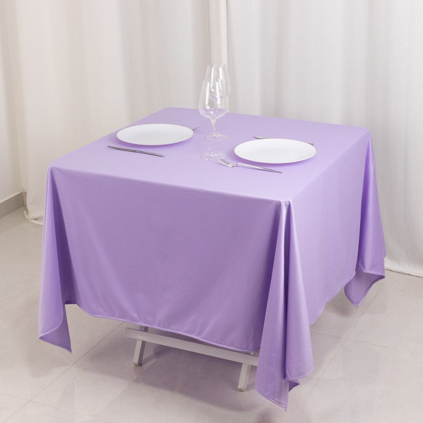 Scuba Square 70"x70" Tablecloth Lavender Lilac - Wrinkle Free & Stain Resistant Table Cover