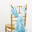 5 Pack Chiffon Satin Chair Sashes Light Blue - Easy to Install Ruffled Curly Willow