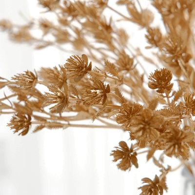 4-Pack Artificial Baby's Breath Flower Bouquet Metallic Gold for Event Decor & Centerpieces 13"