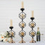 3-Tier Candle Holder Black Geometric Design with Amber Glass Votives & Gold Trim - Modern Decor for Weddings 28" Tall