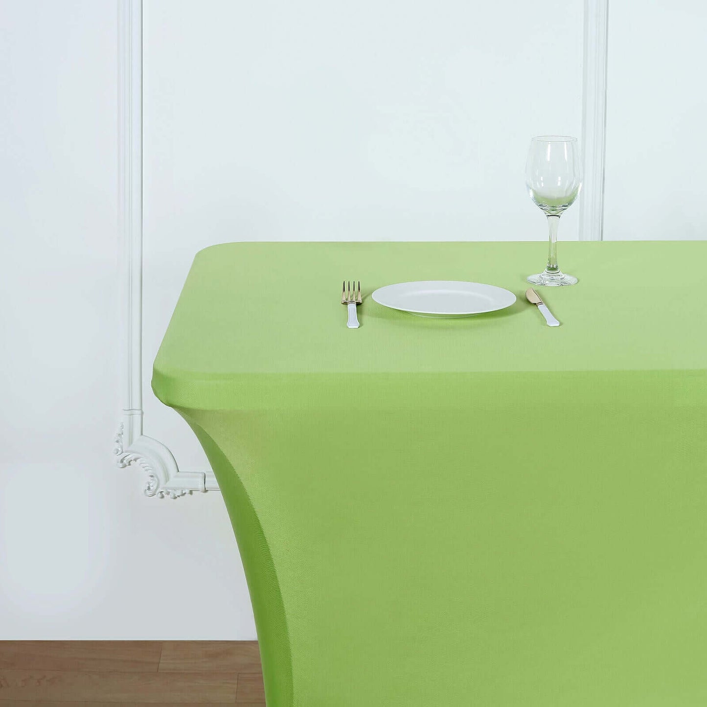 Stretch Spandex 6ft Rectangle Tablecloth Apple Green - Durable Form-Fitting Table Cover