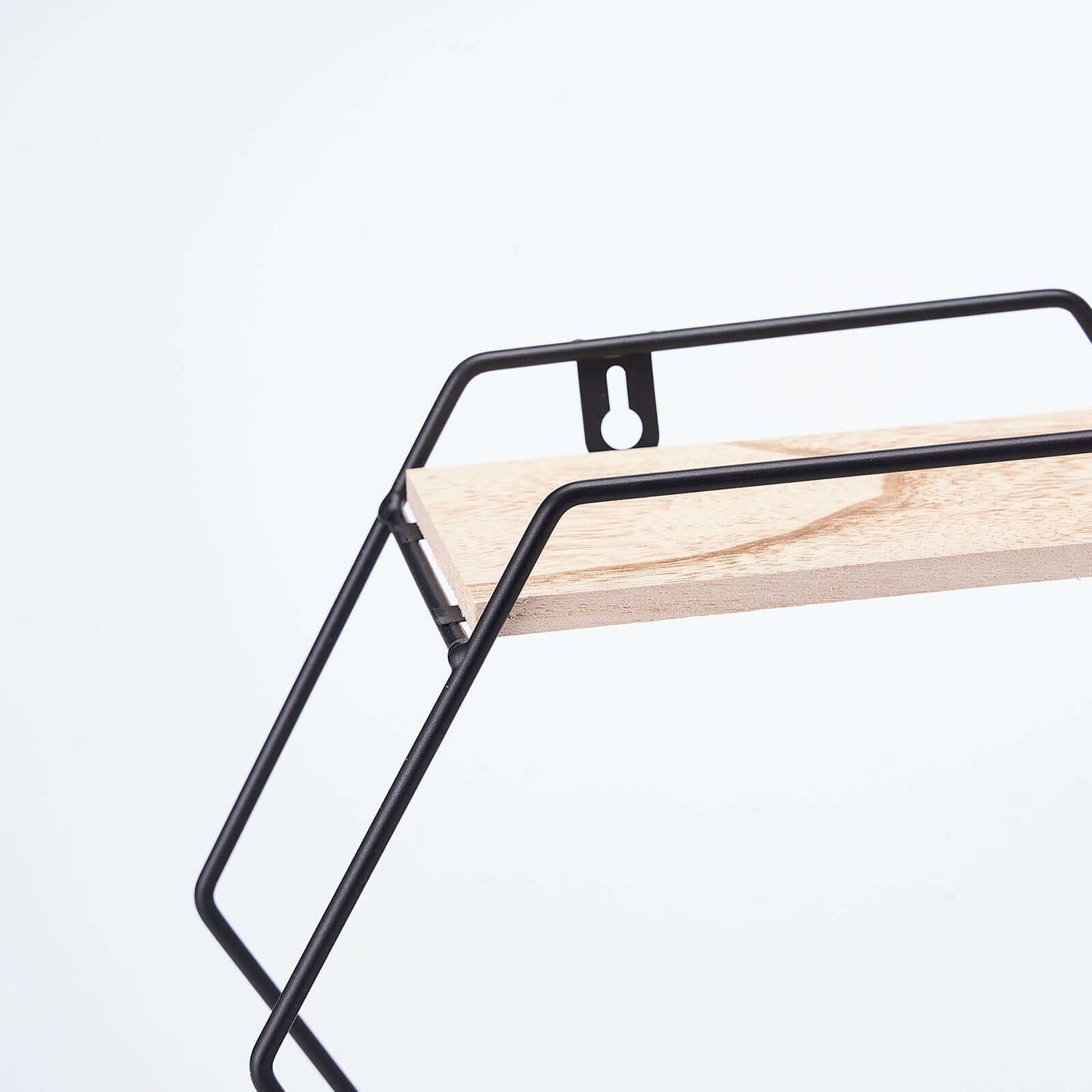 10"x17" 2-Tier Hexagon Floating Shelf, Dessert Display Stand With Black Double Geometric Design