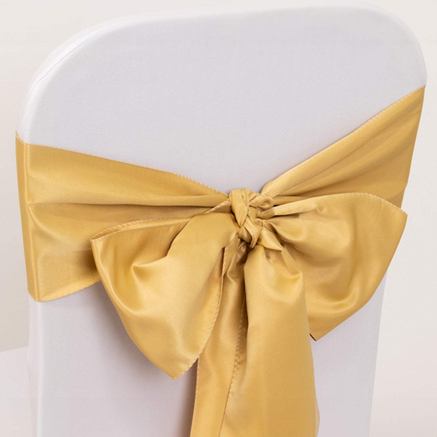5 Pack Lamour Satin 6"x106" Chair Sashes Champagne - Stylish Reusable Decorative Bows