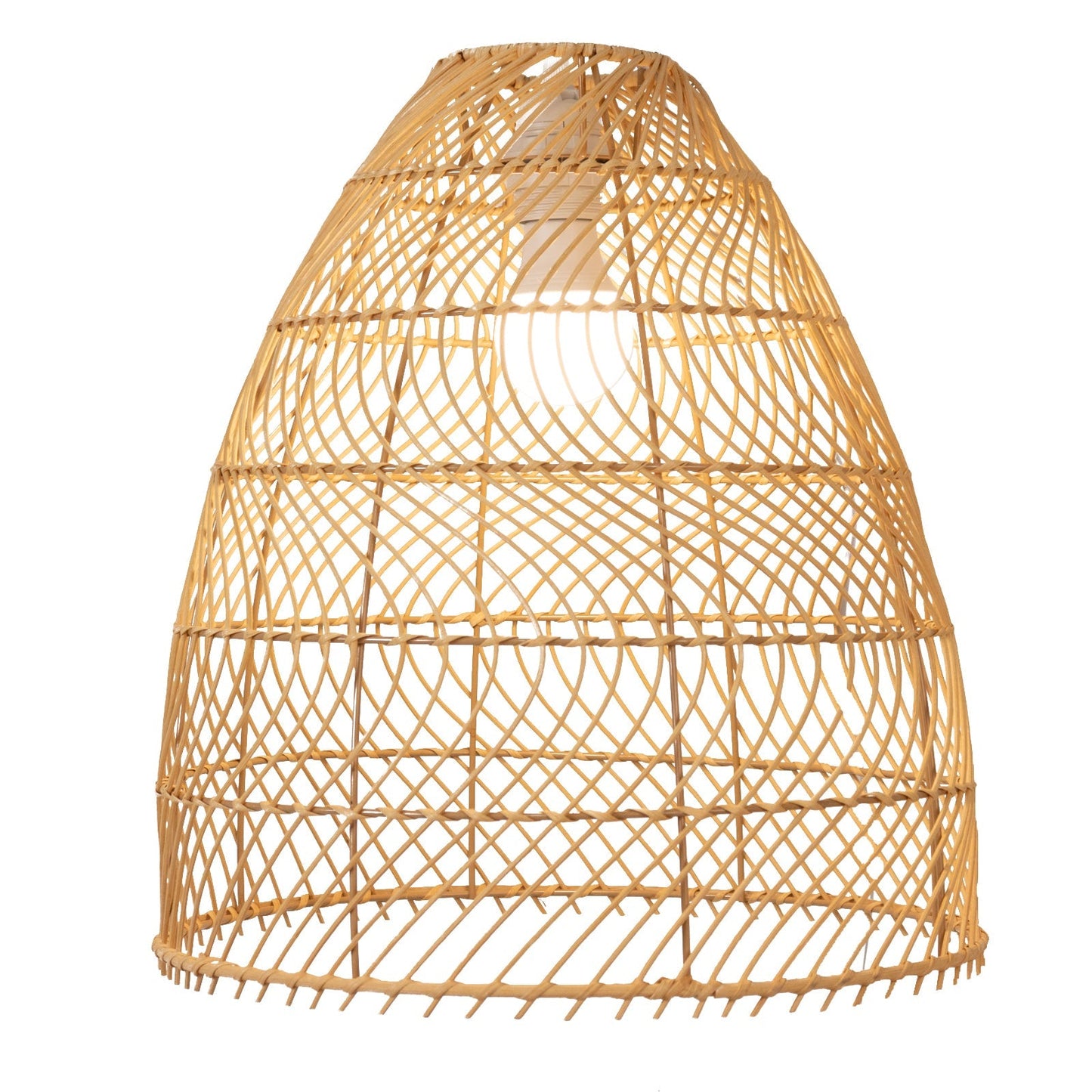 Boho Rattan Light Shades Set of 3 â€“ Natural Woven Pendant Lamp Covers in Cone Shape â€“ 16" 18" 20" â€“ Ceiling Shades Only