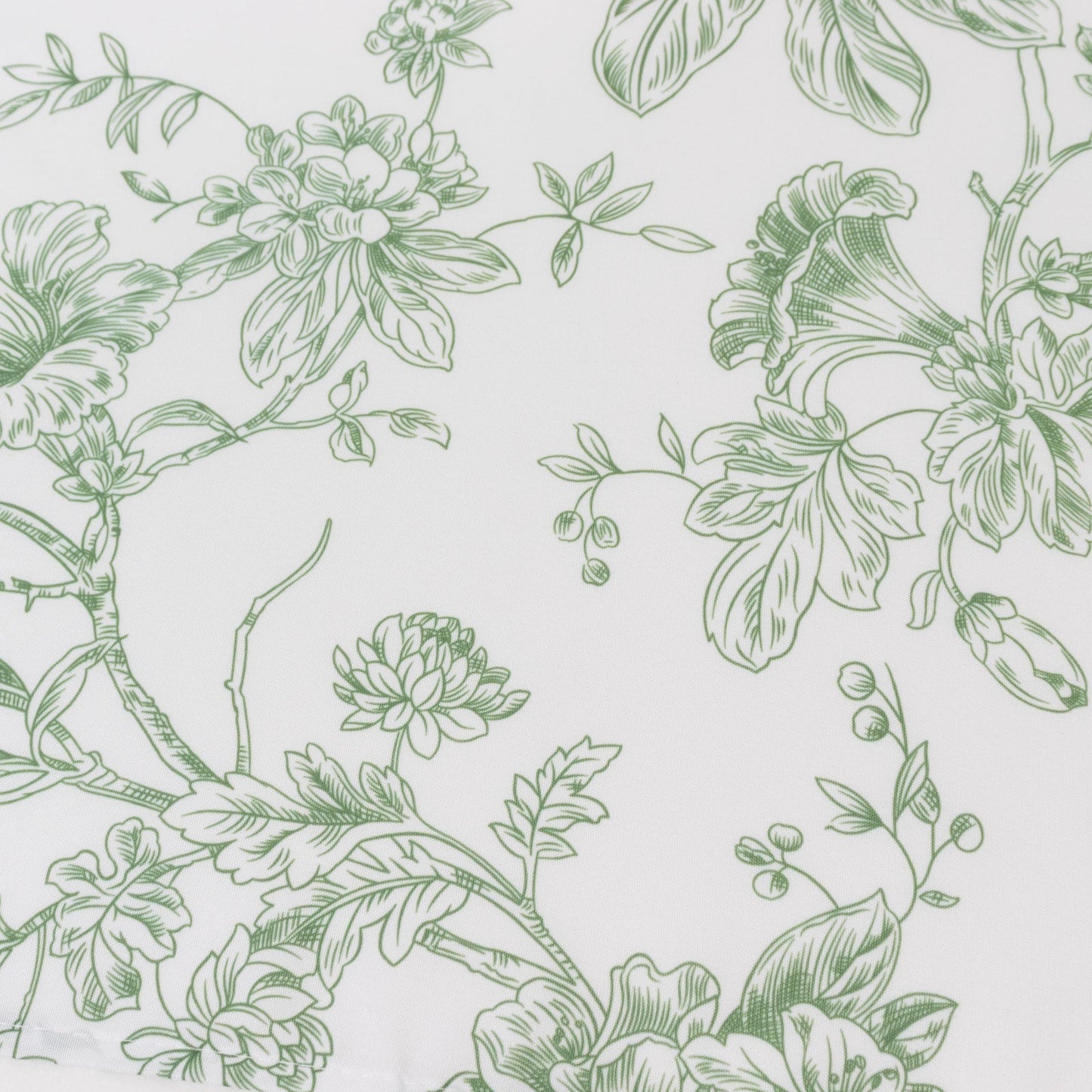 5-Pack French Toile Polyester Cloth Napkins â€“ 17"x17" Dusty Sage Green and White Reusable Table Napkins in Floral Design for Events & Dining