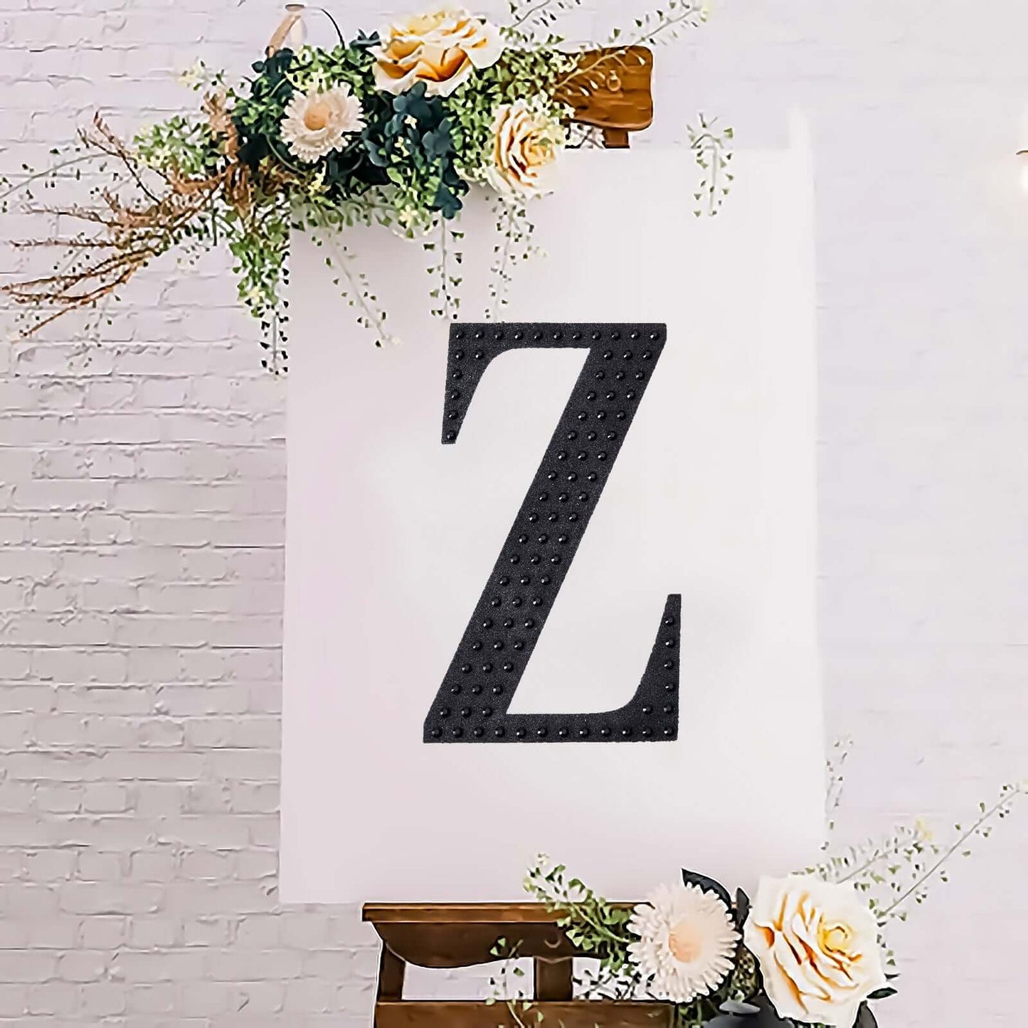 Decorative Rhinestone Alphabet "Z" Letter Stickers, Glitter Adhesive Craft Letters Black DIY Sparkle Embellishments 8"