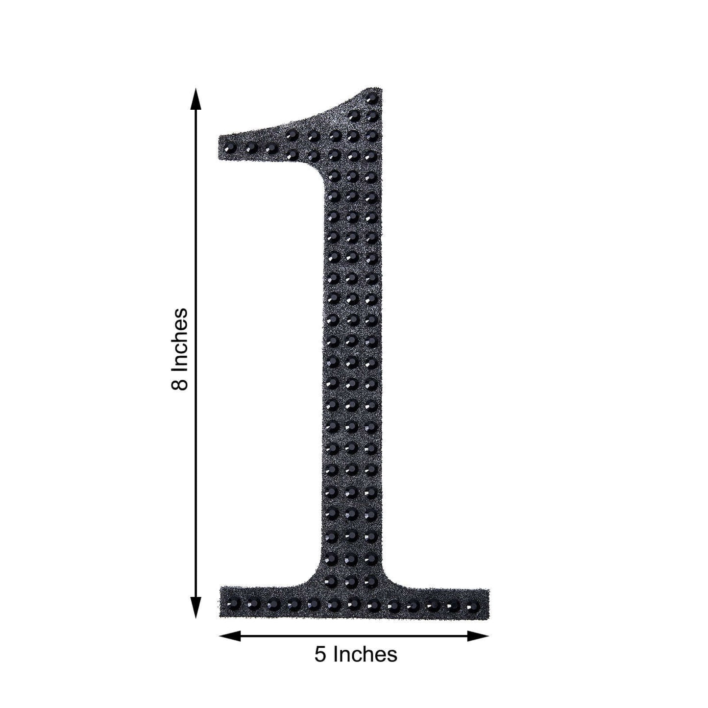 Decorative Rhinestone Number "1" Stickers, Glitter Adhesive Craft Numbers Black DIY Sparkle Embellishments 8"