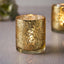 6-Pack Mercury Glass Candle Holders Gold Palm Leaf Design - Votive Tealight Holders for Events
