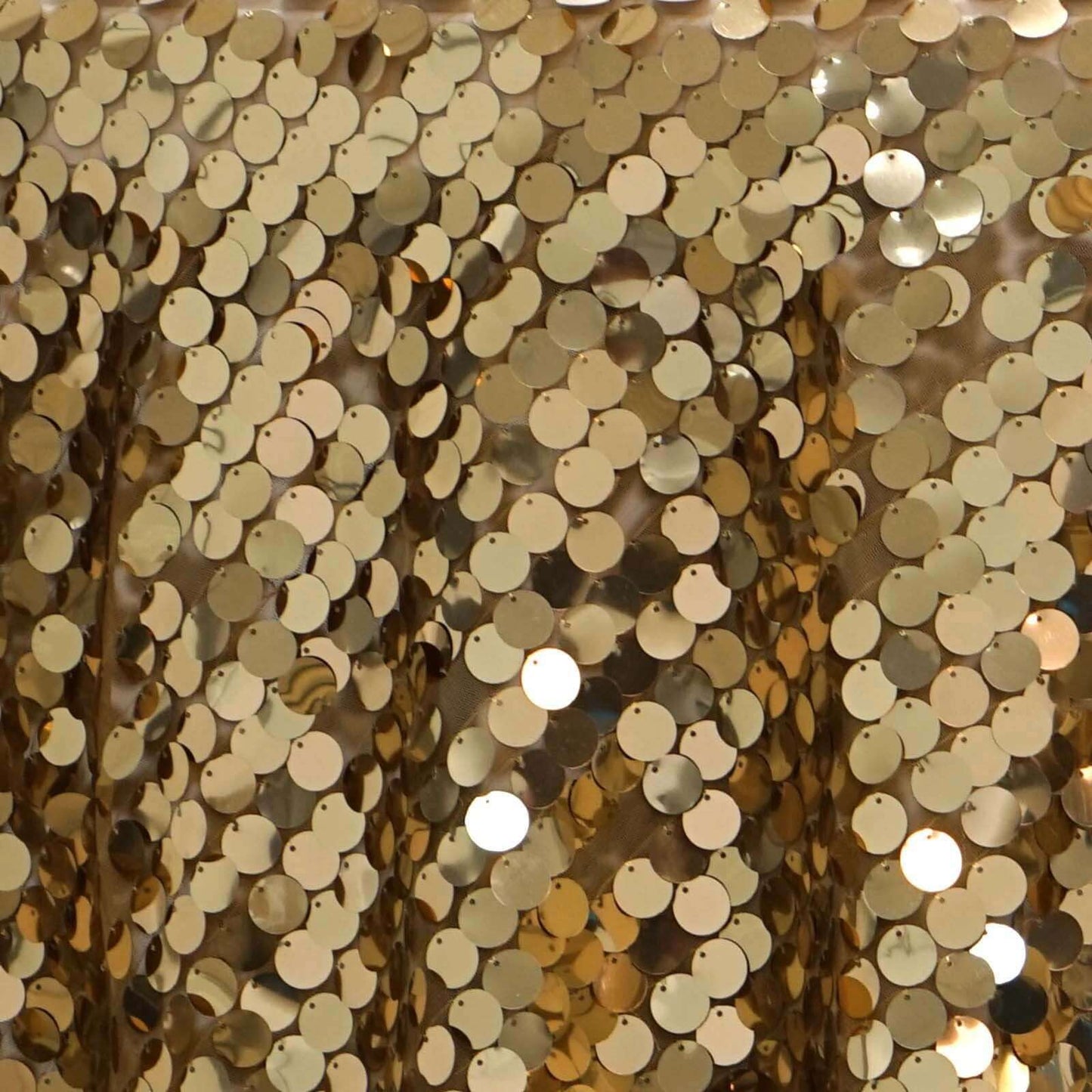 Sequin 90"x156" Rectangle Tablecloth Gold - Seamless Big Payette Design for Luxe Celebrations