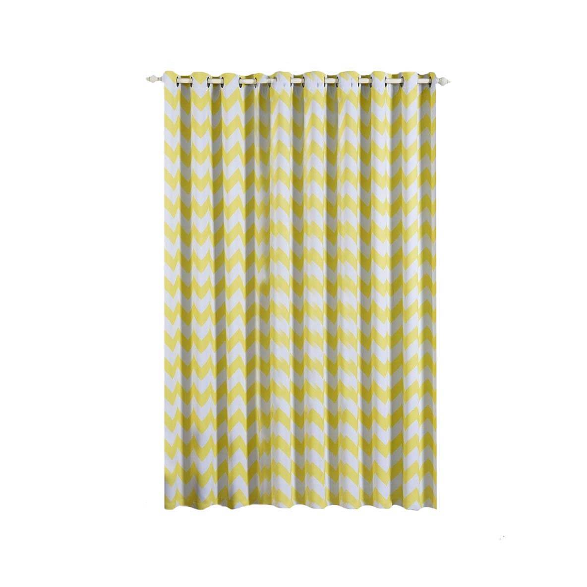 2 Pack White Yellow Chevron Design Thermal Blackout Curtains With Chrome Grommet Window Treatment Panels - 52"x108"