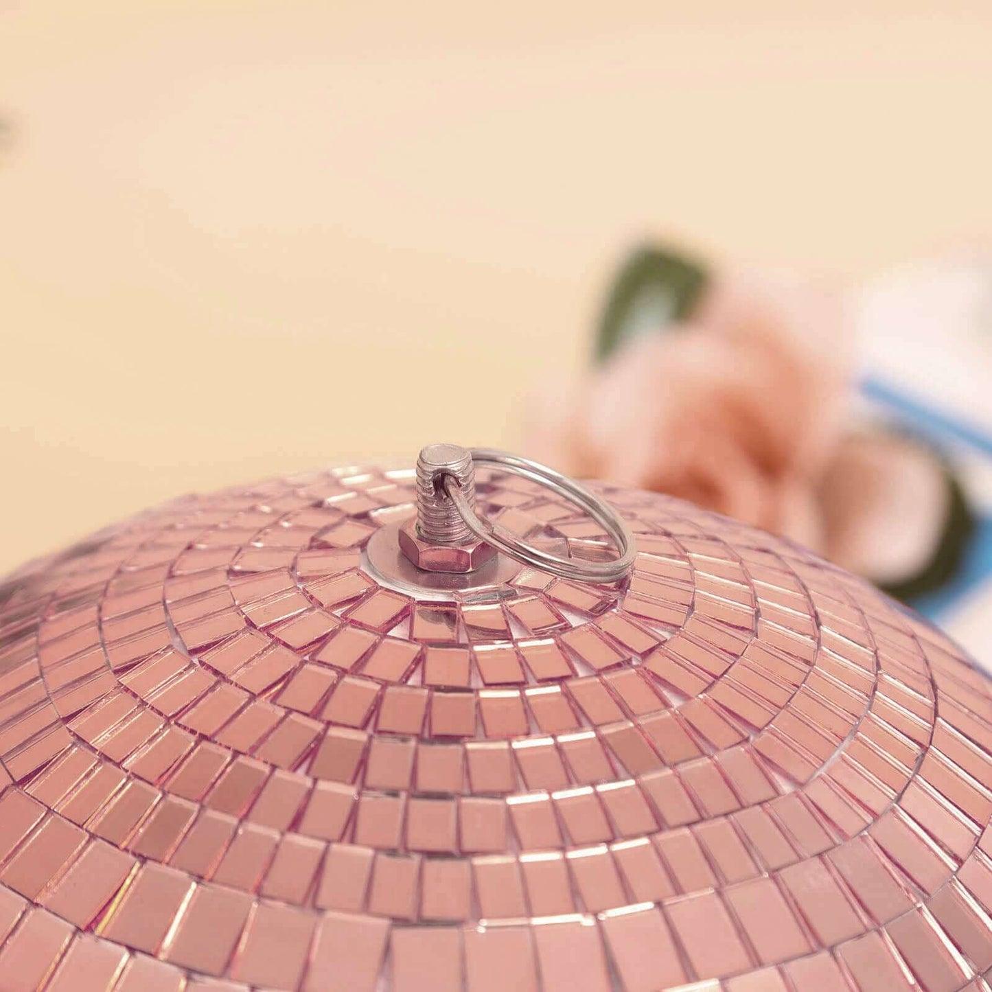 2 Pack 10" Rose Gold Foam Disco Mirror Ball With Hanging Swivel Ring, Holiday Party Decor