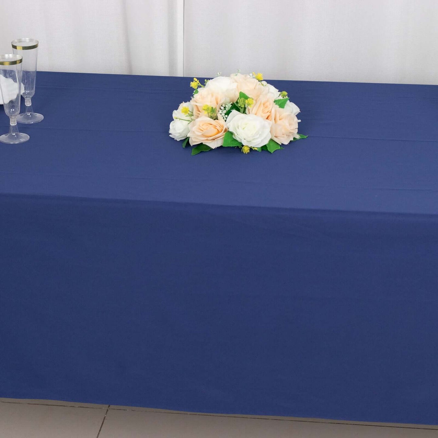Scuba Rectangular 60"x102" Tablecloth Navy Blue - Wrinkle Free & Stain Resistant Table Cover