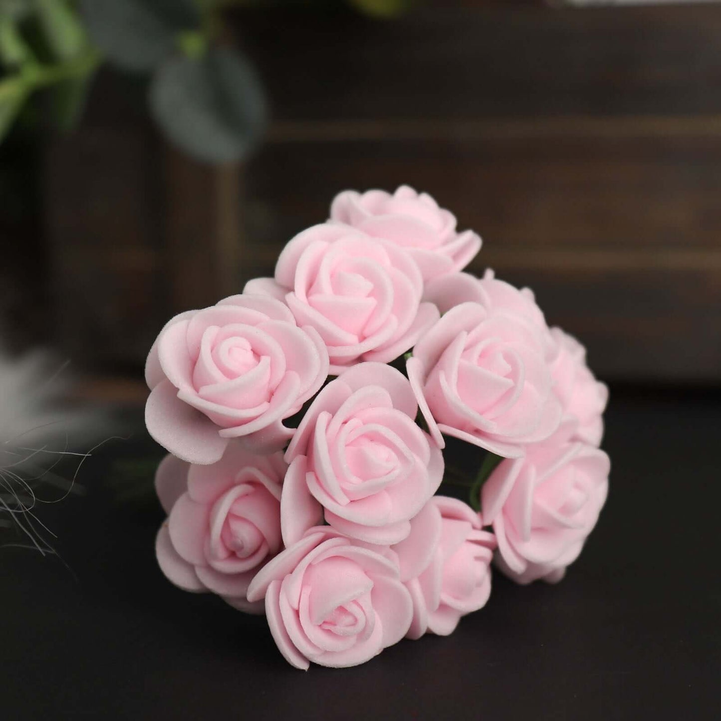 48 Roses 1" Pink Real Touch Artificial DIY Foam Rose Flowers With Stem, Craft Rose Buds