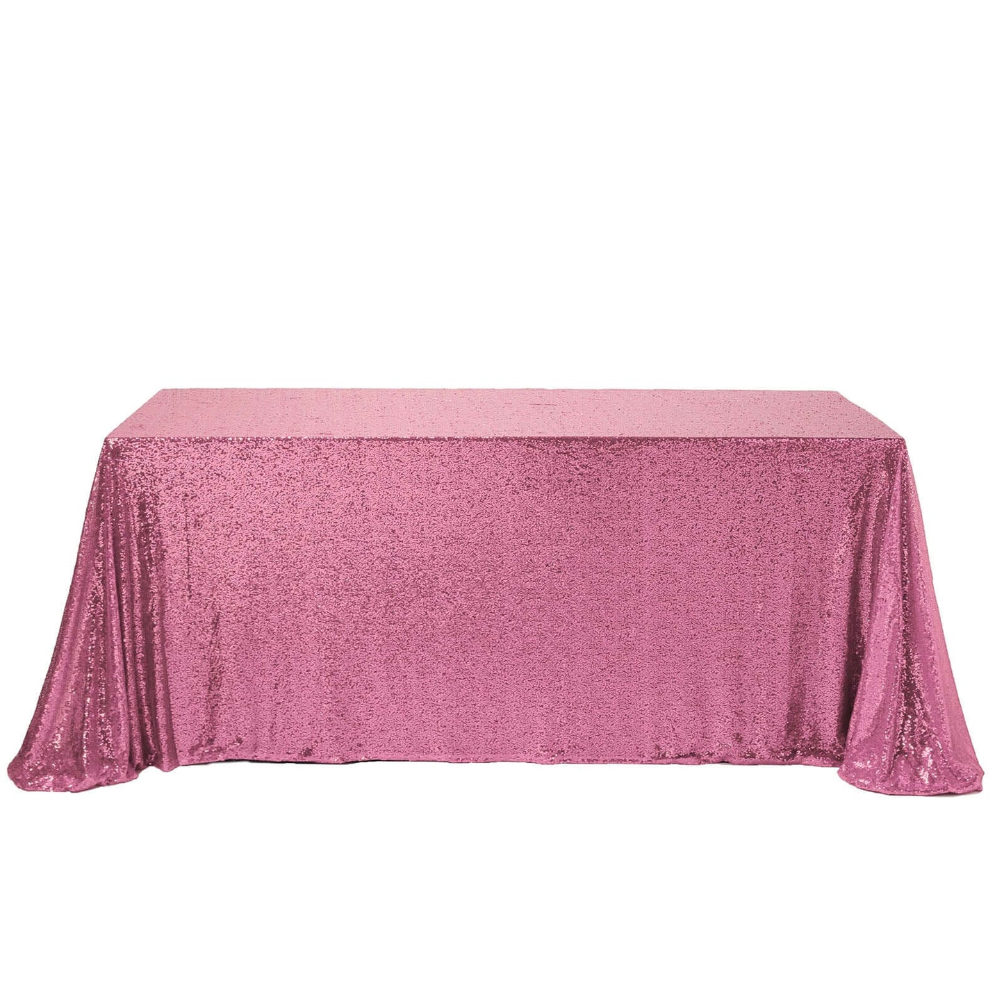 Sequin 90"x156" Rectangle Tablecloth Pink - Seamless Twinkling Table Cover