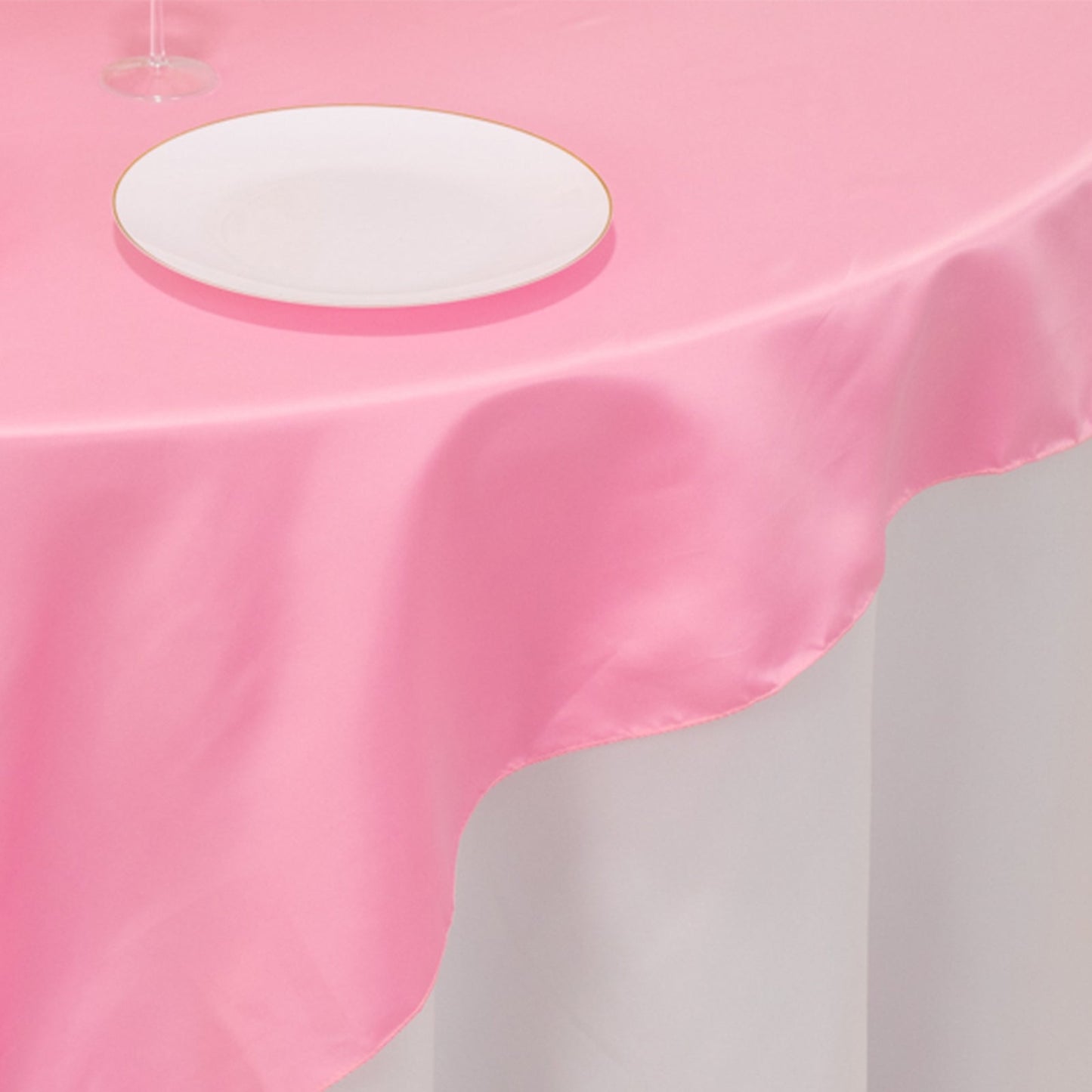 Lamour Satin 72"x72" Table Overlay Square Tablecloth Pink - Smooth Finish Table Topper