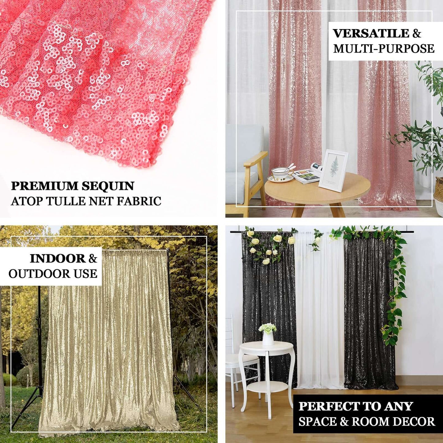 Pack of 2 52"x64â€ Coral Sequin Curtains With Rod Pocket Window Treatment Panels - Clearance SALE