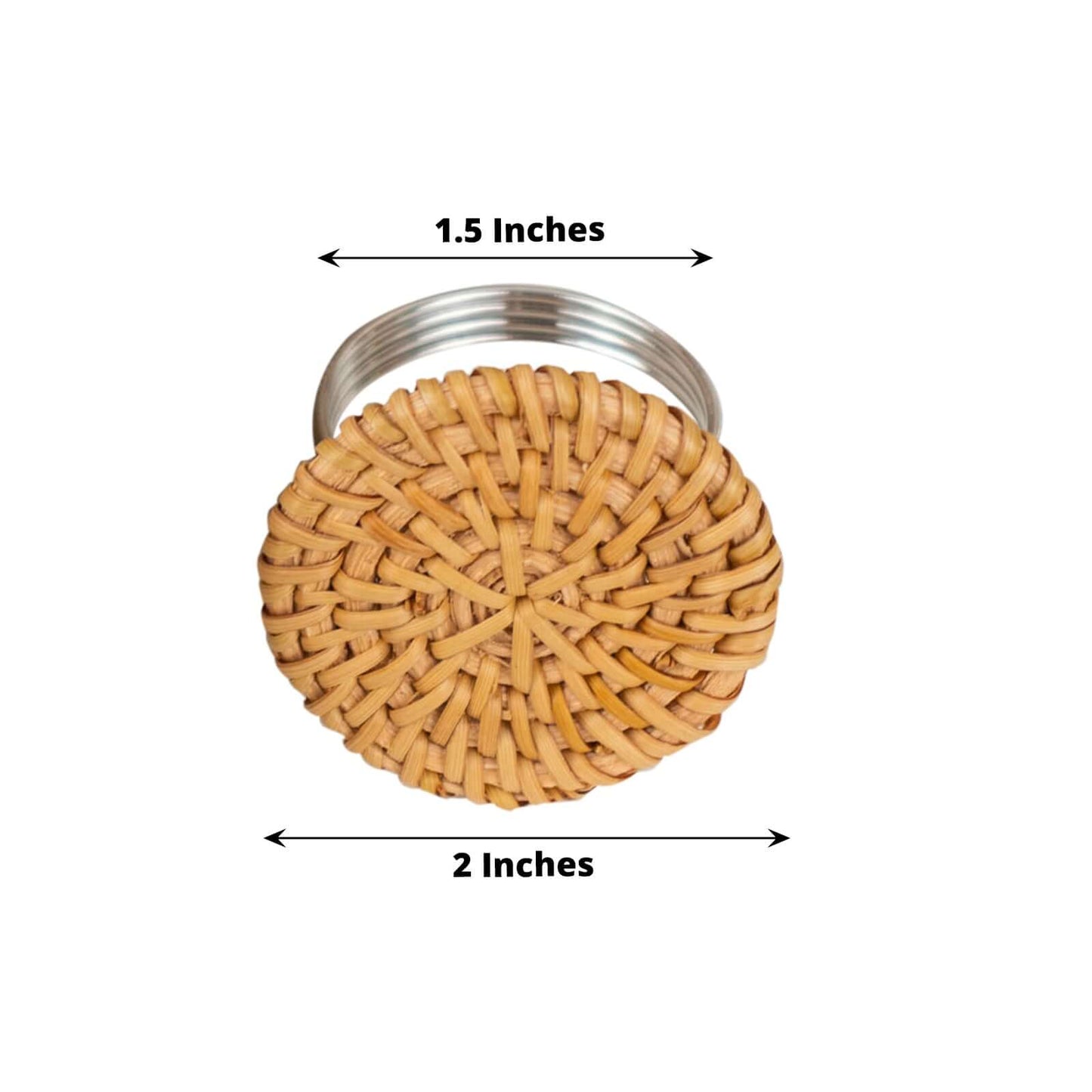 4 Pack 2" Natural Rustic Style Jute Rattan Metal Napkin Rings, Handmade Boho Chic Woven Serviette Buckle Holders