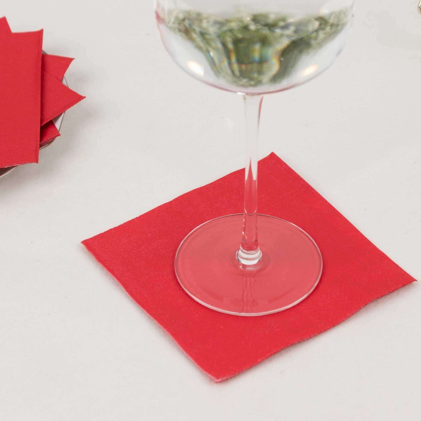 50-Pack Paper Beverage Napkins Red - 2 Ply Disposable Soft 18GSM Cocktail Napkins 5"x5"