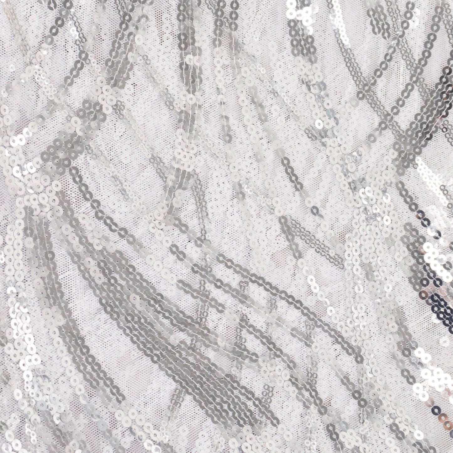 Sequin Mesh 20"x20" Napkin SIlver - Wave Embroidered Reusable Napkin