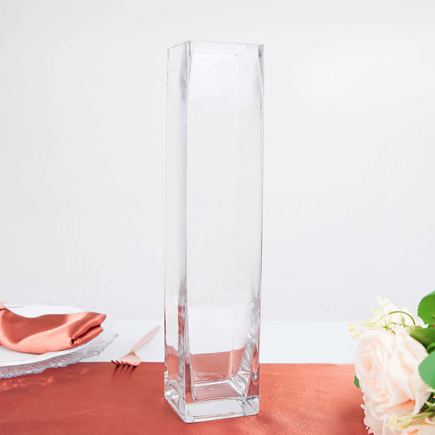 12-Pack Glass Cylinder Vases Square Clear - Durable Heavy Duty Floral Centerpieces for Weddings 14"