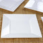 10-Pack Plastic Dinner Plates Glossy White Square with Wide Rim - Sturdy Disposable Party Plates 10"