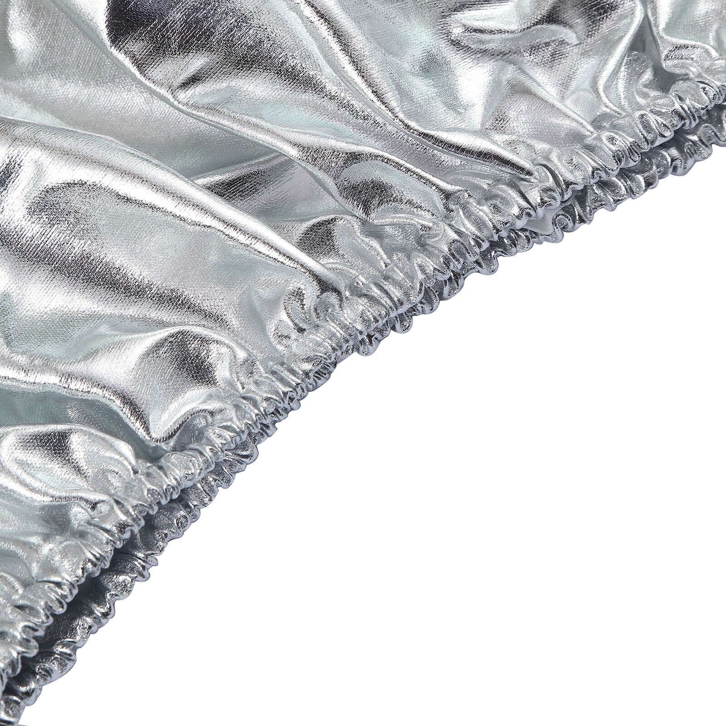 Set of 5 Metallic Silver Spandex Cylinder Pedestal Stand Covers, Shiny Stretchable Pillar Prop Covers - 130 GSM