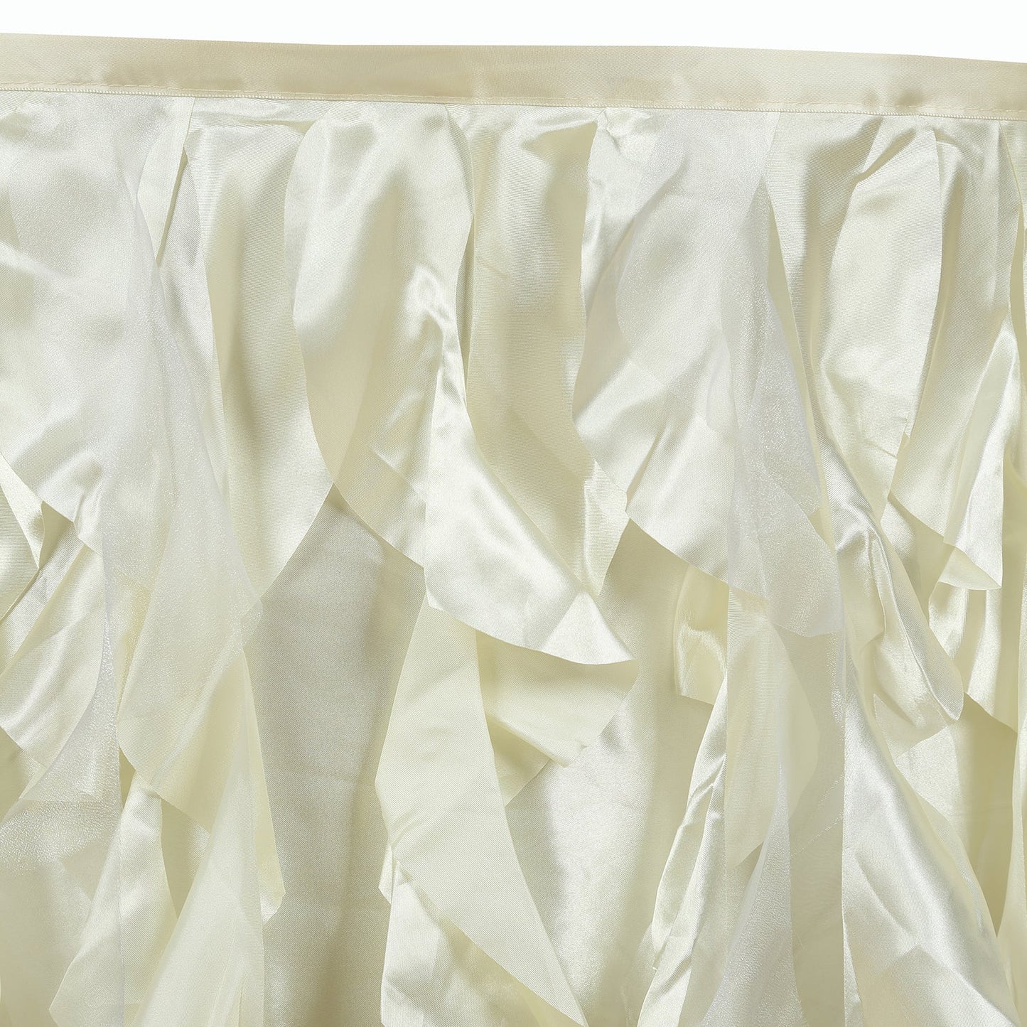 Taffeta 17ft Table Skirt Ivory - Cascading Curly Willow Style Table Cover