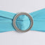 5 Pack Stretch Spandex Chair Sashes Turquoise - Reusable Chair Bands with Silver Diamond Ring Slide Buckle 5"x14"