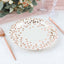 25-Pack Paper Round Dinner Plates 9" White with Metallic Rose Gold Polka Dots - Disposable 300GSM Party Plates for Banquets & Celebrations