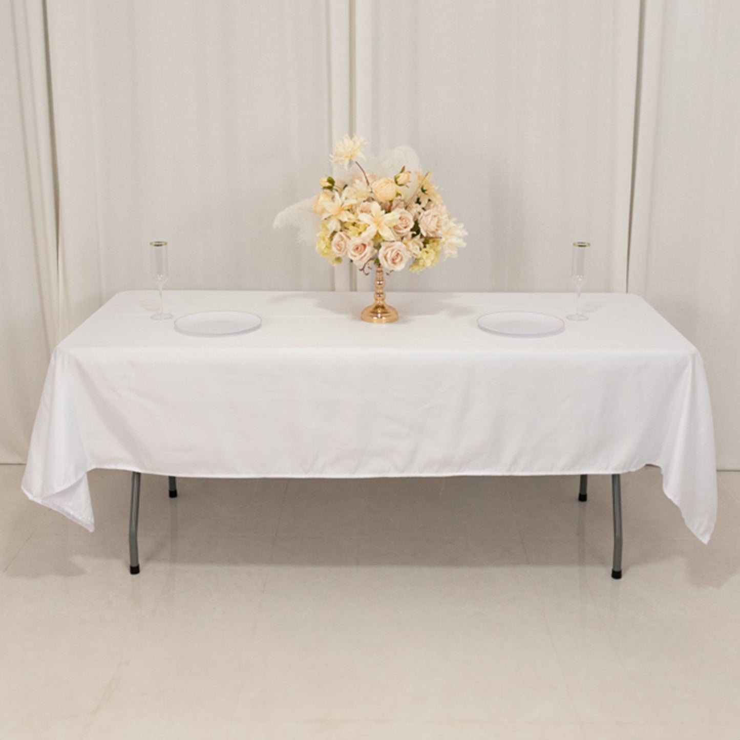 Lamour Satin 60"x102" Rectangle Tablecloth White - Durable & Silky Soft Feel Table Cover for Weddings & Banquets
