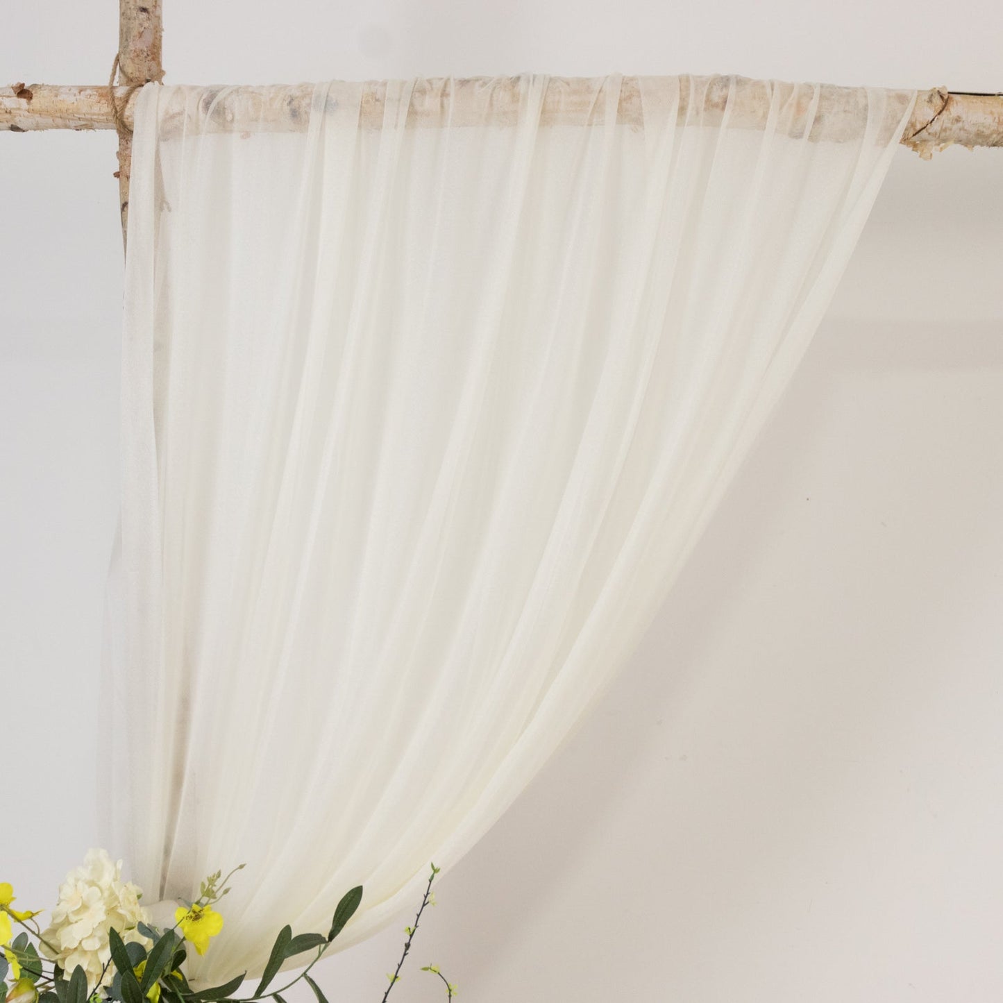 Ivory Sheer Backdrop Drape â€“ 5ft x 14ft Wedding Arch & Ceiling Decor Panel, Wrinkle Free with Soft Shimmer
