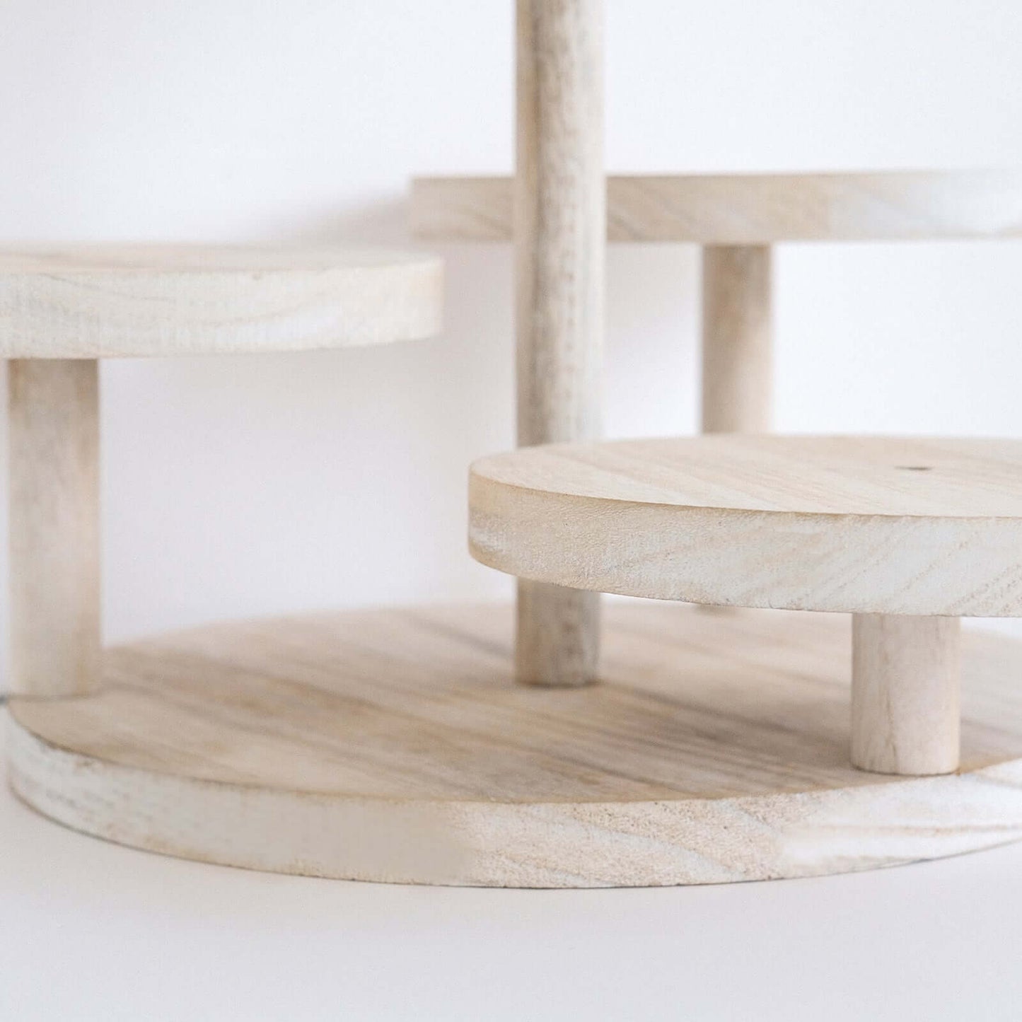 4-Tier Wooden Cake Stand Whitewash with Round Tiered Trays - Rustic Cupcake Tower Dessert Display 14" Tall
