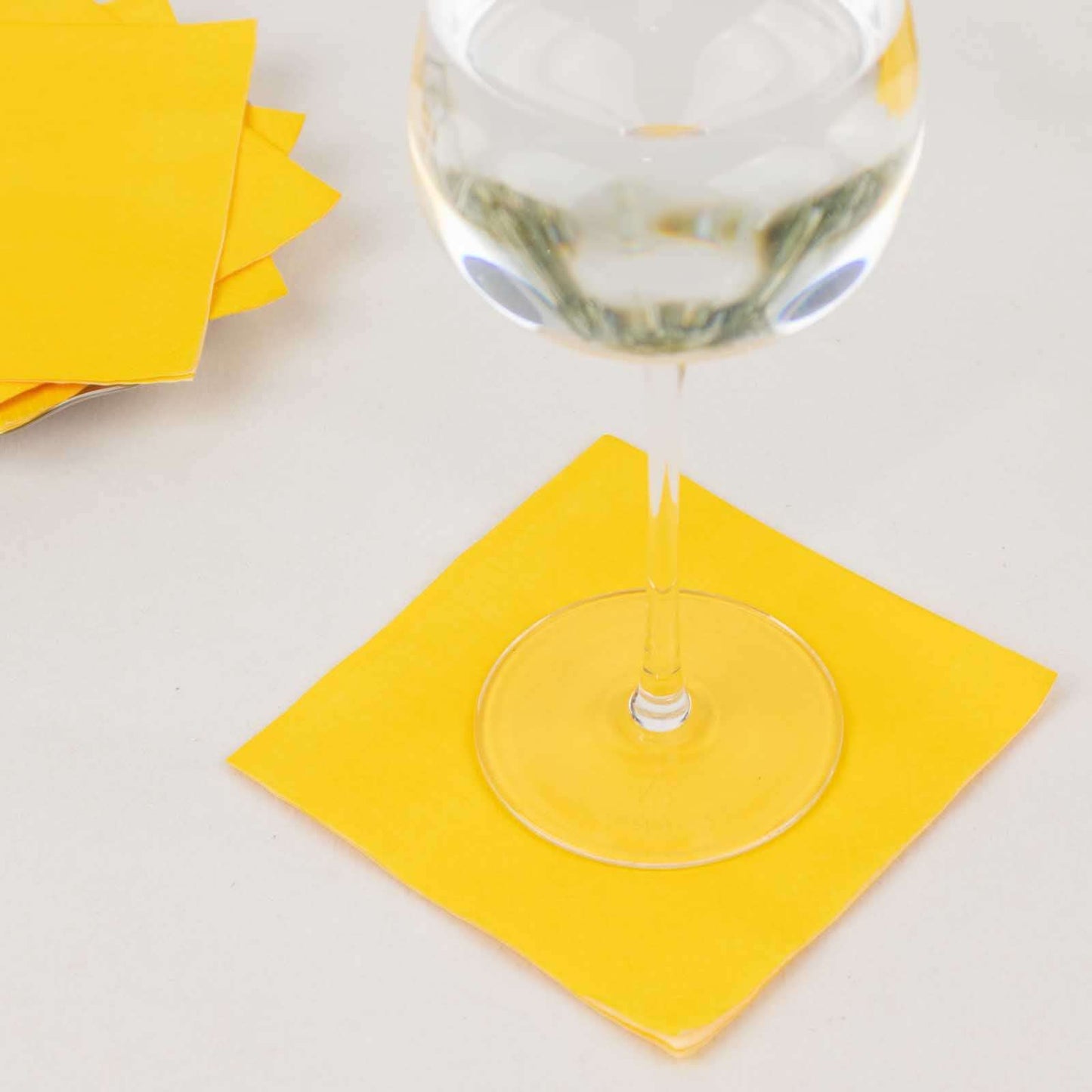 50-Pack Paper Beverage Napkins Yellow - 2 Ply Disposable Soft 18GSM Cocktail Napkins 5"x5"