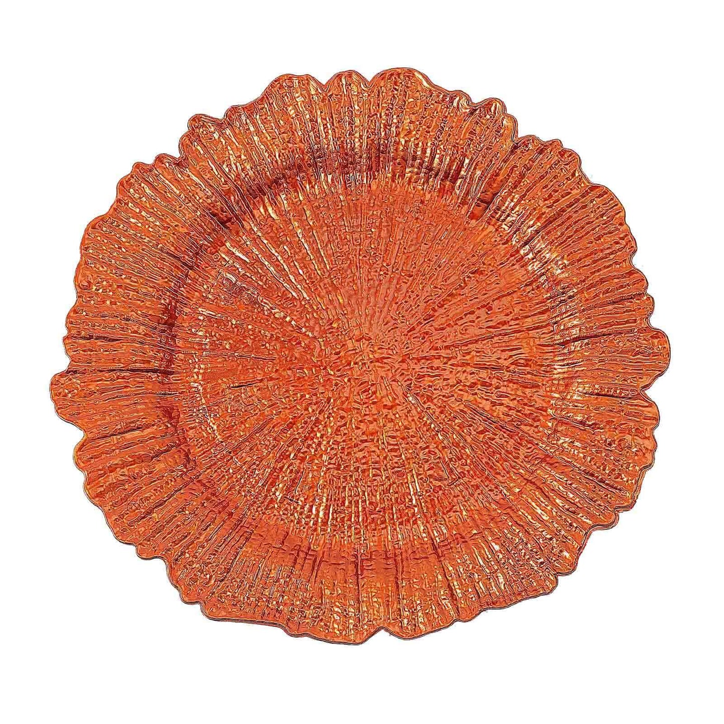 6-Pack Acrylic Plastic Round Charger Plates 13" in Orange with Reef Design, Dinner Charger Tableware
