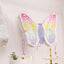 Expandable White Lilac Paper Butterfly Pinata Hanging Decor with Pastel Colored Wings, Fairy Themed Birthday Party Pinata - 23"x19"